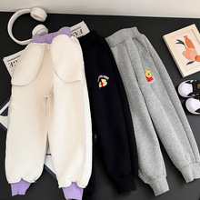 儿童潮牌冬装加绒加厚运动裤冬季新款女童韩版羊驼绒卫裤男童裤子