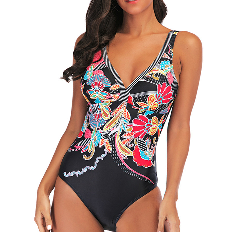 Sexy dames badpak met print en open rug eendelig zwemkleding_voghion.com