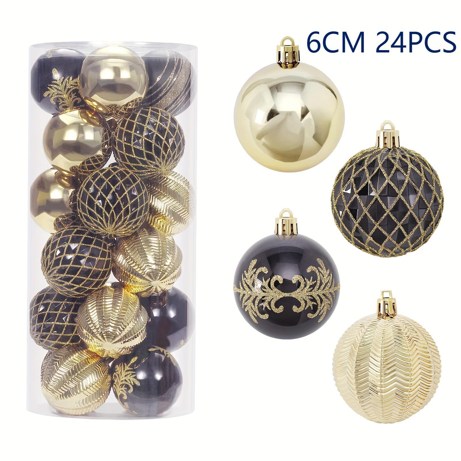 Transfronterizo 6cm24 bola de Navidad de plástico pintado de oro negro árbol de Navidad centro comercial ambiente de Navidad bola de decoración