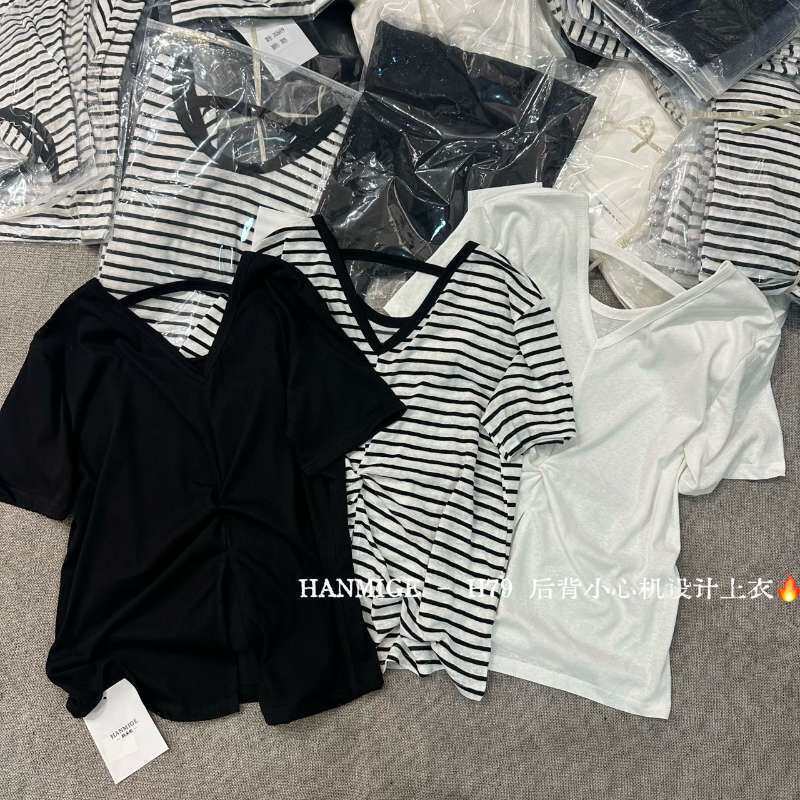 2026 New Korean Style Slimming Versatile V-Neck Casual Top Trendy Fashion Short-Sleeve T-Shirt for Women Simple T-Shirt