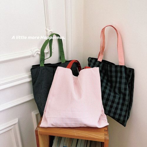  spring and summer new plaid bag shoulder bag striped women's bag versatile black and white handbag double layer bag