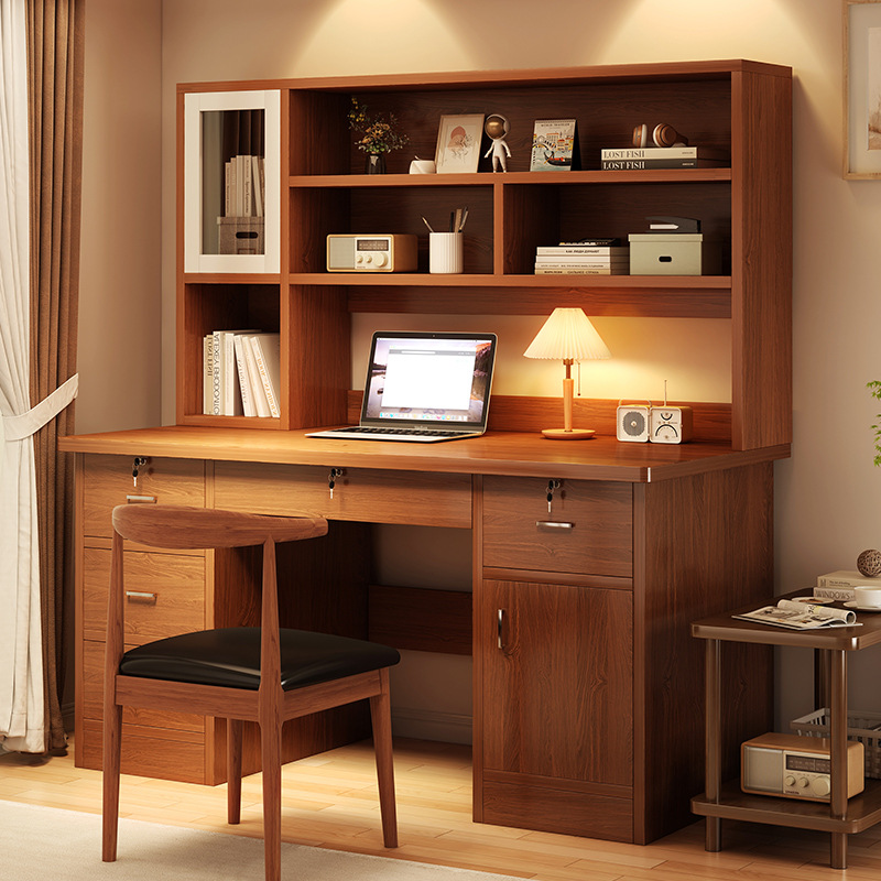 Desk Bookshelf Integrated Home Computer Desk Desktop Simple Office Desk and Chair Bedroom Student Writing Table with Bookcase