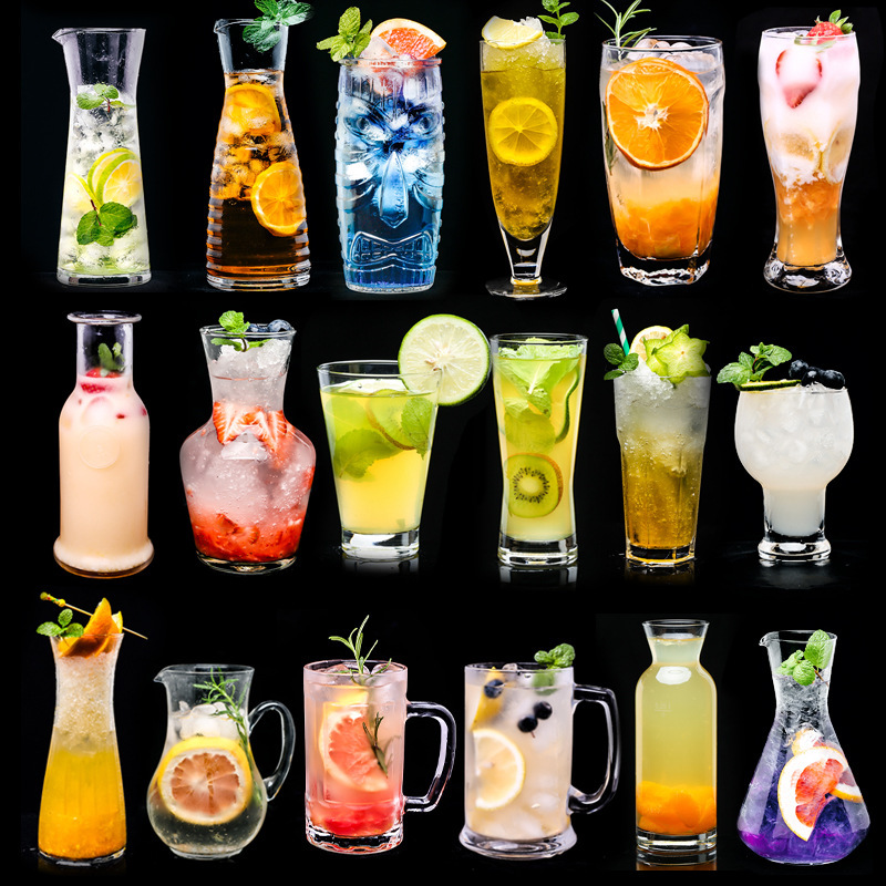 Taza de red Taza de agua de vidrio Taza transparente Tienda de té con leche Bar Taza de bebida fría creativa Taza de bebida Taza de jugo casera