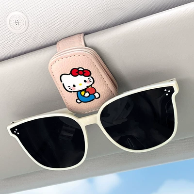 Car Glasses Clip/Bill Clip Clip for Driver's Side, Multifunctional - pink-apple-kt