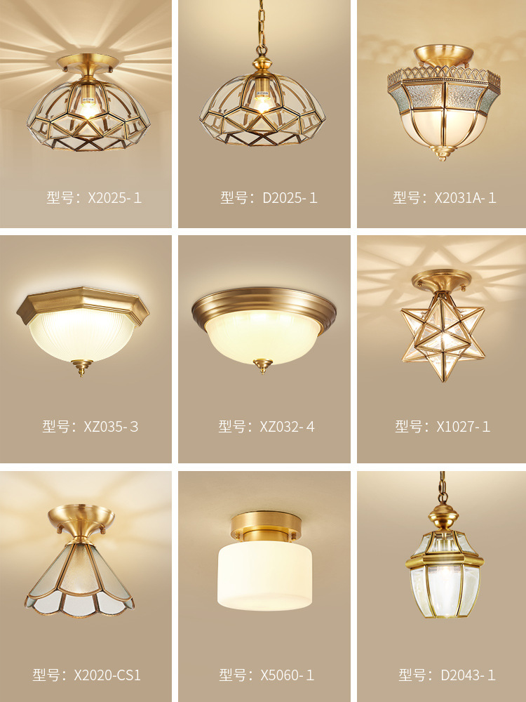 奢华复古欧式全铜吸顶灯玄关过道灯阳台户外灯 防风防水不变色