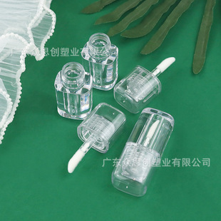 New Product 4.5ml Transparent Lip Gloss Lip Glaze Rounded Square Tube Large Brush Handle Customized Cosmetic Packaging Materials Factory Direct Sales