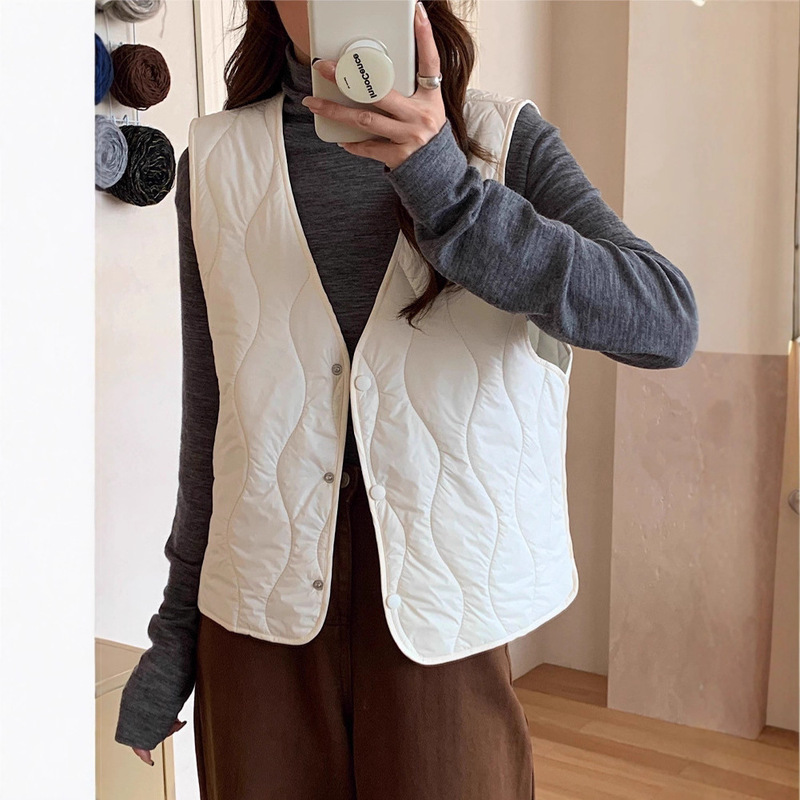 Manmiduo~ Autumn and Winter Style, Chanel-Inspired, Versatile and Comfortable Cotton and Wool Vest, Warm and Loose-Fitting Outerwear