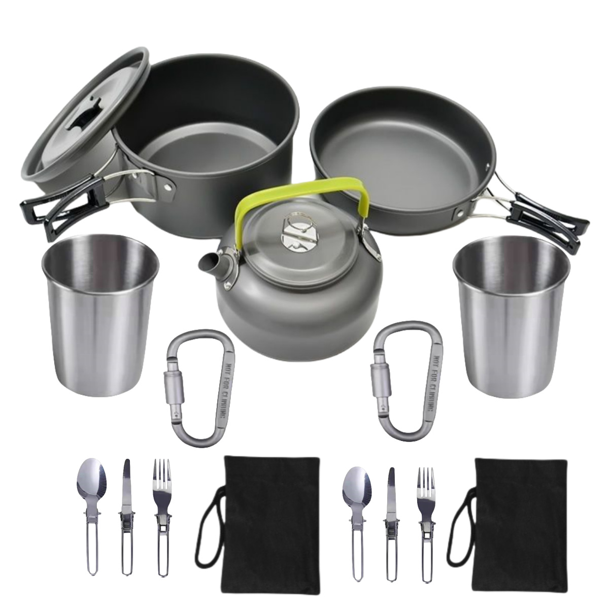 Juego de combinación de tetera pequeña olla ablandada de aluminio duro combinación de camping vajilla suministros portátiles para exteriores utensilios de cocina utensilios de cocina