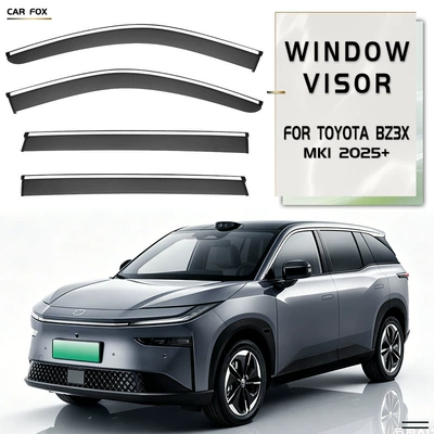 Suitable for Toyota Bz3X Window Visor (Rain shield) - standard-packaging-without-logo-4pcsplatinum-3xbz3xmk1-2025pcwith-bright-strip-rain-shield