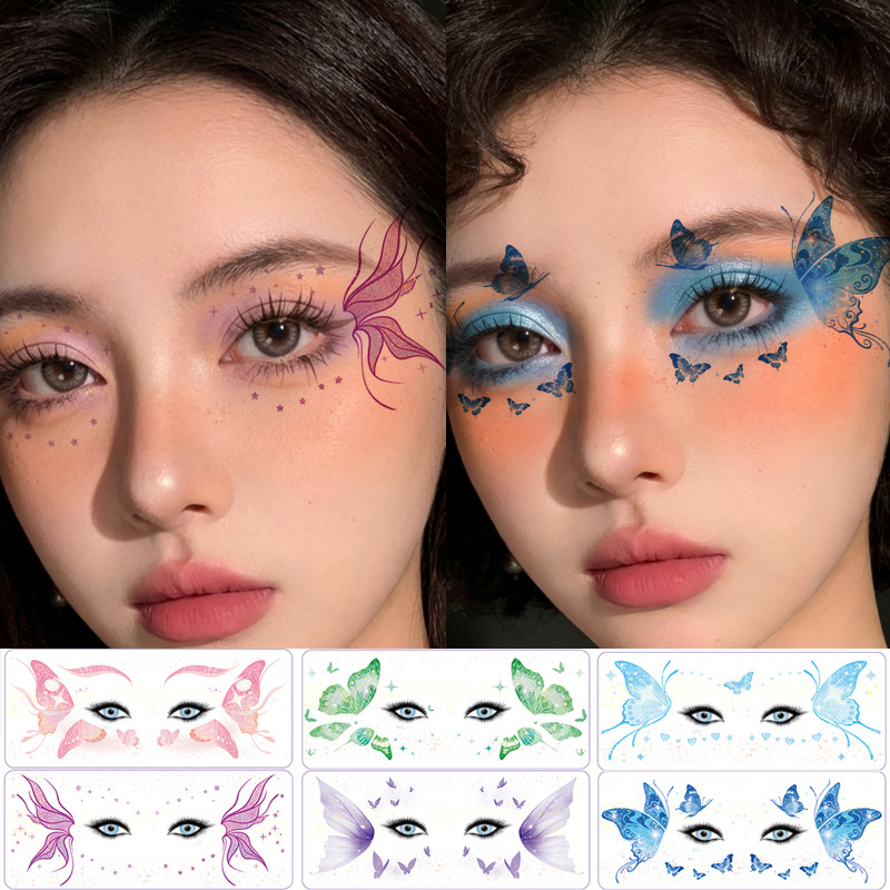 Symphony Glitter Butterfly Eye Tattoo Stickers Waterproof Disposable Temporary Masquerade Party Face Stickers Tattoo