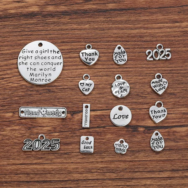 DIY Retro Zinc Alloy Jewelry Accessories Word Plate Pendant Bracelet Earrings Necklace Accessories