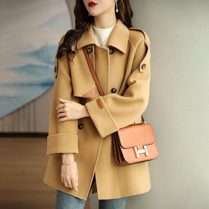 2023 Autumn New windbreaker fashionable Korean style slimming casual all-match loose high-end commuter woolen coat for women