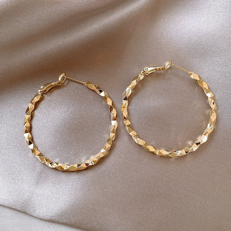 Pendientes geométricos con anillo de metal con aguja de plata, diseño minimalista de nicho, orejas de todo fósforo, pendientes de viaje de viento frío europeo y americano, mujeres