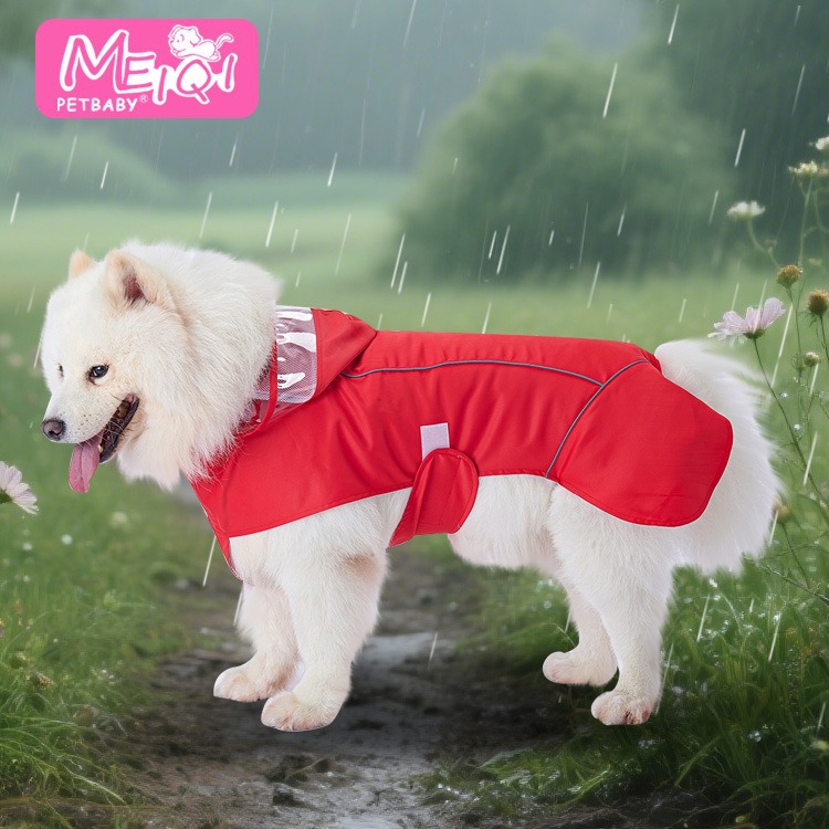 Large Dog Raincoat Waterproof Outdoor Jacket One Piece Four Legged Pet Clothes For Golden Retriever Samoyed Labrador_voghion.com