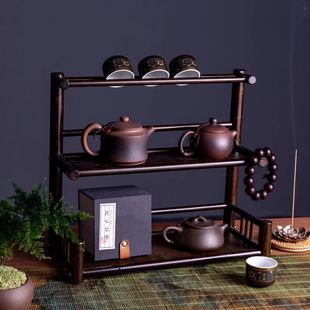 Bogu Rack Bamboo Purple Sand Pot Small Teapot Display Desktop Tea Cup Multi-Layer Kung Fu Tea Set Storage Rack Storage