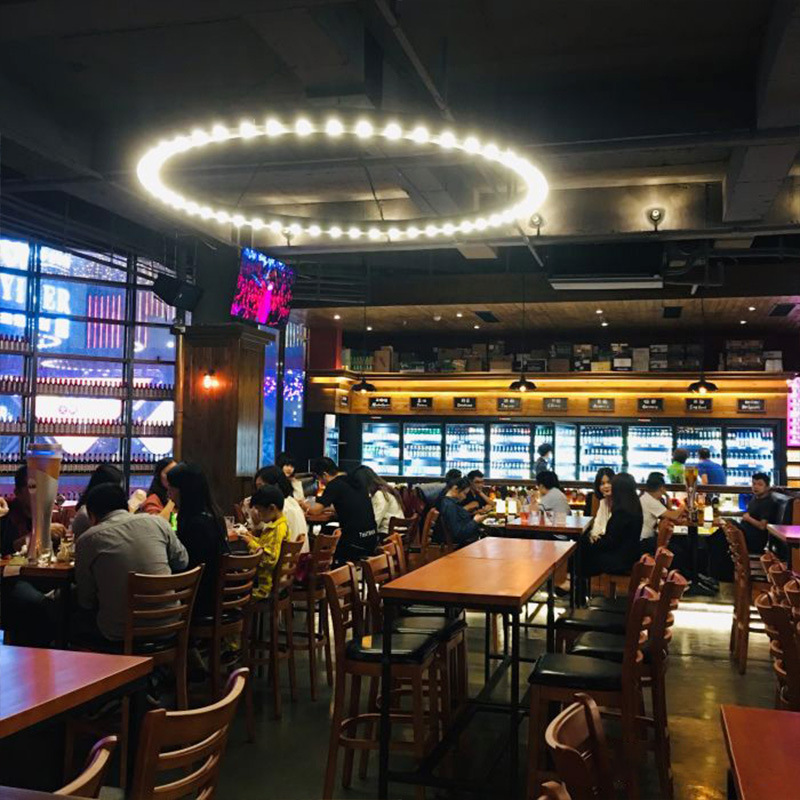 Supermercado bulbo anillo industrial centro comercial bar lámpara candelabro creativo anillo no estándar lámpara