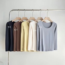 2024秋冬新品慕斯绒高弹打底长袖圆领无痕内搭秋衣裸感保暖内衣