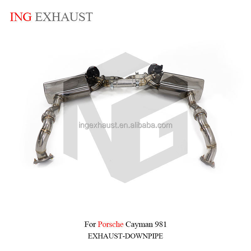 Suitable for Porsche Cayman 981 upgraded GT4 cat-back exhaust system, stainless steel pipe with valve silencer