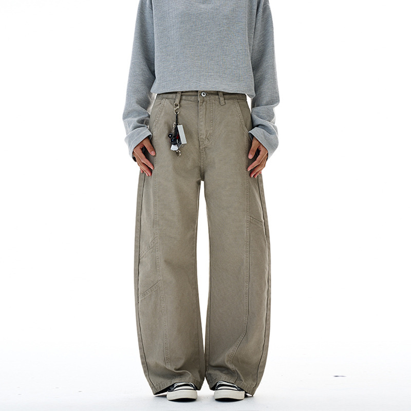 American-Style Deconstructed Scimitar Jeans for Men and Women, Straight-Leg Floor-Length Pants, Vintage Washed Workwear Casual Wide-Leg Pants American-Style Deconstructed Scimitar Jeans for Men and Women, Straight-Leg Floor-Length Pants, Vintage Washed Workwear Casual Wide-Leg Pants