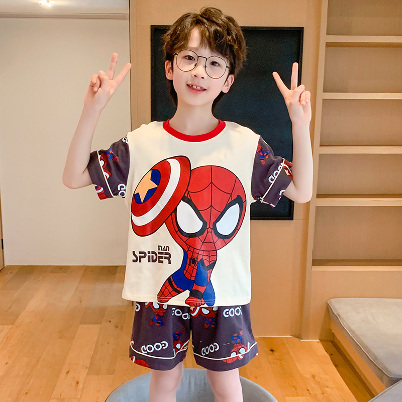 Southeast Asia Summer Clothing New Style 2026 Boys' Casual Cartoon Suit Baby Cute Loose Short-Sleeved Suit Home Clothes