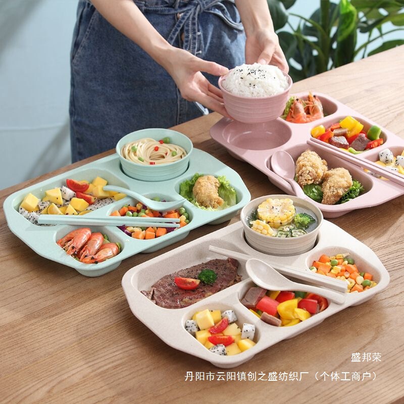 小麦わらディナープレート、深めのコンパートメントディナープレート、家庭用大人用ファーストフードプレート、ホテルディナープレート、大容量5メーカー|undefined