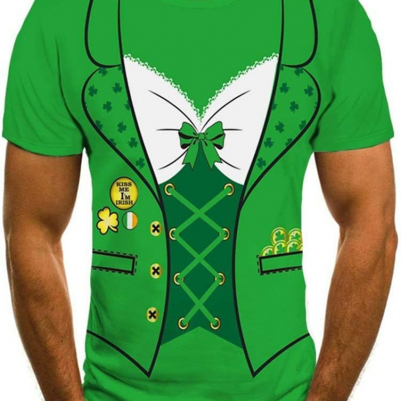 St Patricks Elf Costume Green Tuxedo T-shirt 3D Digital Print Irish Clover Costume
