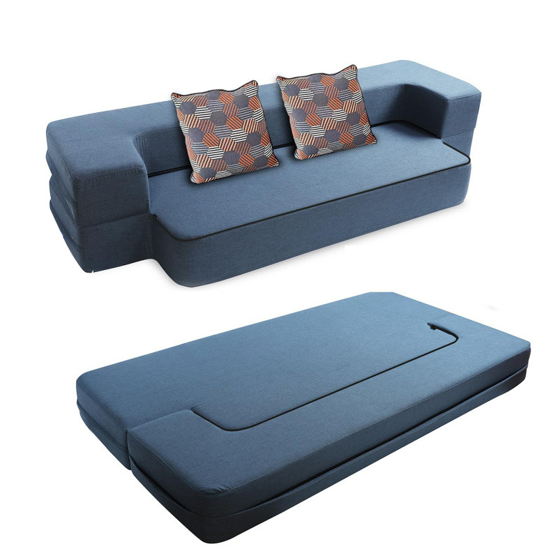 Folding Double Sofa Bed Lazy Sofa Sponge Compressed Roll Amazon Export Wholesale Manufacturer Removable and Washable