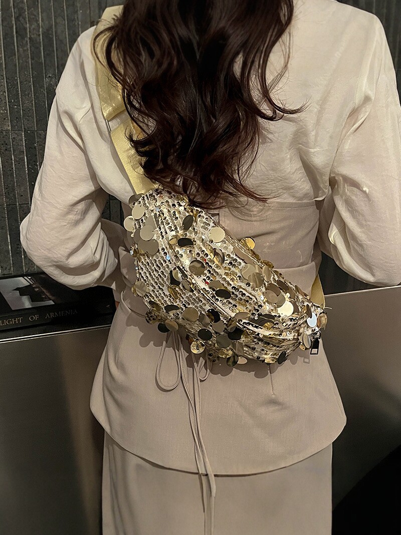 Bolso de venta caliente para mujeres 2026 nuevo bolso de cintura de sequilla de moda para mujeres de un solo hombro bolso de pecho de moda personalidad bolsa