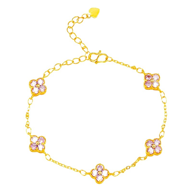 Celebridad en línea moneda europea moda Vietnam arena oro mujer chapado 24K oro tienda misma joyería flor trébol fábrica al por mayor