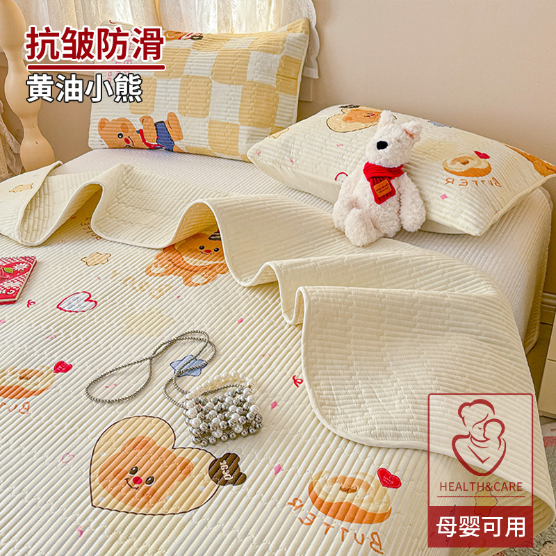 Juego de tres piezas con cubierta de cama de algodón Clase A 2025 nuevas sábanas de dormitorio acolchadas de tatami de algodón universal de cuatro estaciones