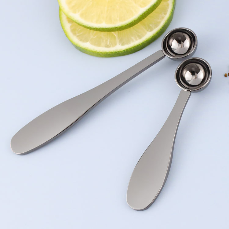 Cuchara de café de acero inoxidable de 1.25ml con cabeza redonda, cuchara medidora de café para repostería casera, polvo de frutas, leche en polvo, cuchara medidora en gramos