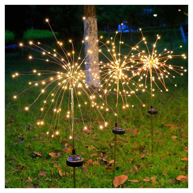 LED solar enchufe de tierra lámpara de humo estrellado alambre de cobre Cadena de luz de color patio al aire libre Vacaciones de Navidad Cadena de luz decorativa