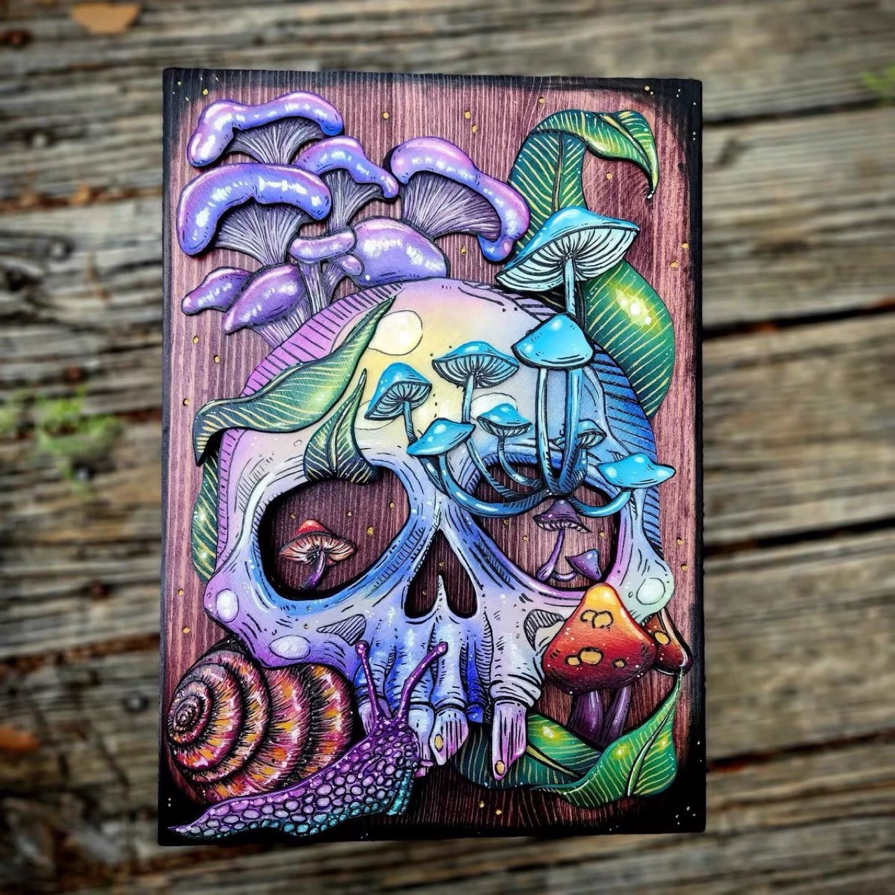 SKULL and Nature Hidden Key Box skull Mushroom Hidden Key Box