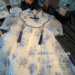 Little Girl's Cheongsam Summer Style Children's Tangzhuang Dress 2023 New Arrival Fairy Princess Skirt Girl Chiffon Dress