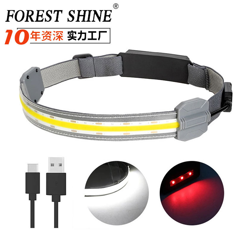 Directo de fábrica transfronteriza nueva luz fuerte reflector LED USB recargable cinturón de luz al aire libre luz suave faro suministro