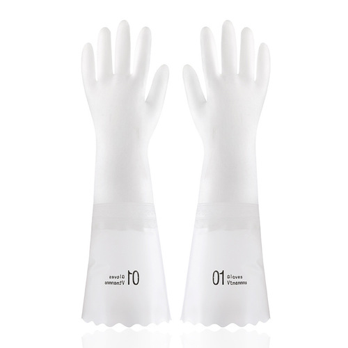 Dishwashing gloves plus velvet kitchen durable household waterproof nitrile laundry laundry thickened housework rubber dishwashing artifact