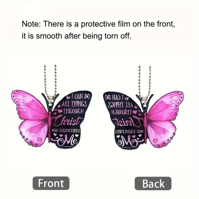 Nuevo cross-border creativo colorido mariposa plano espejo retrovisor decorativo acrílico llavero colgante colgante image 3