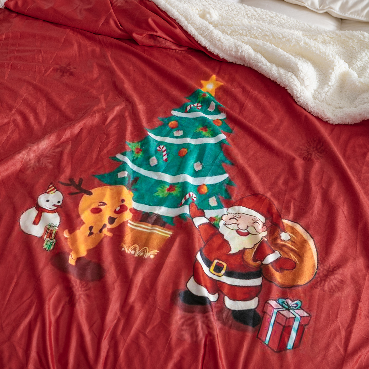 圣誕系列新款外貿(mào)出口亞馬遜速賣通秋冬超柔保暖雙面絨羊羔絨毯