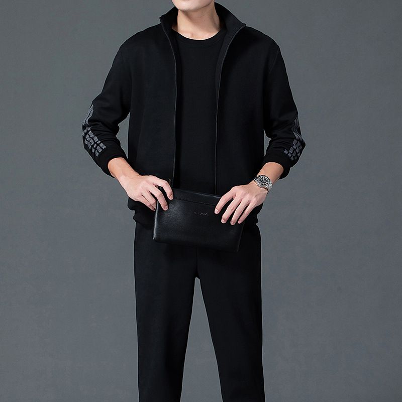 Trajes deportivos de tres barras transfronterizos de primavera y otoño ropa deportiva casual delgada de mediana edad papá dos pantalones recto