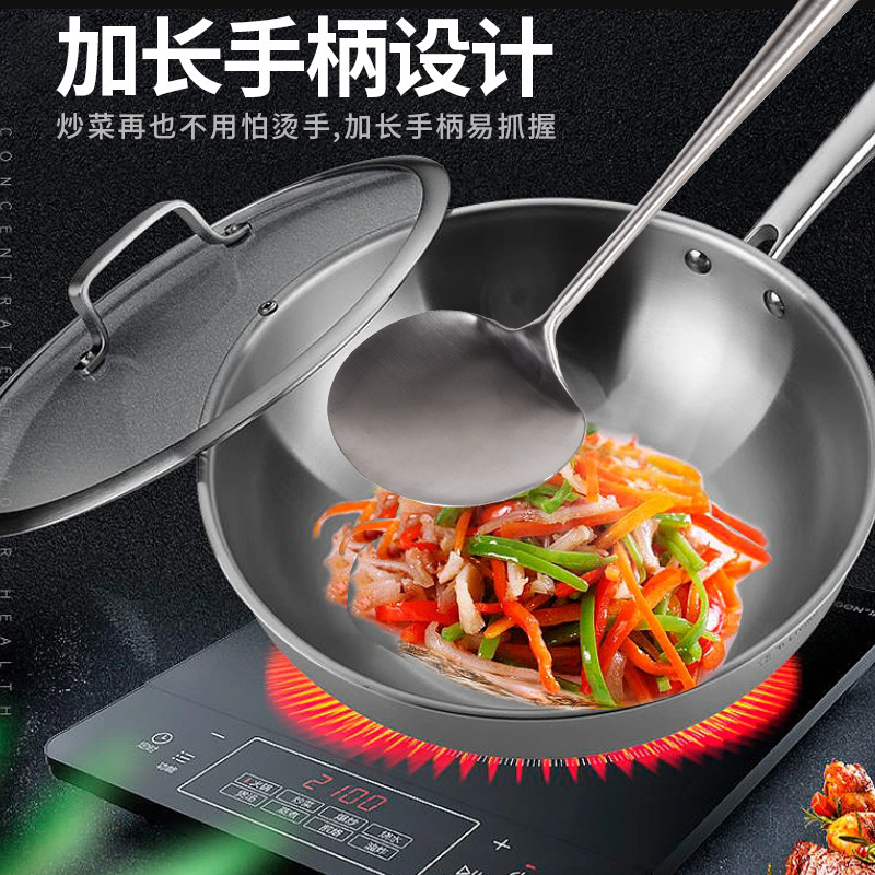 ステンレスの豚の腰の炒め物の料理人の専用の木の取っ手の熱い炒め物の台所のツールの一体のステンレスの炒め物のスプーン|undefined