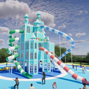 Large-Scale Non-Powered Flying Castle Combination Slide in Scenic Spots, New Internet Celebrity Flying Slide, Non-Powered Amusement Park
