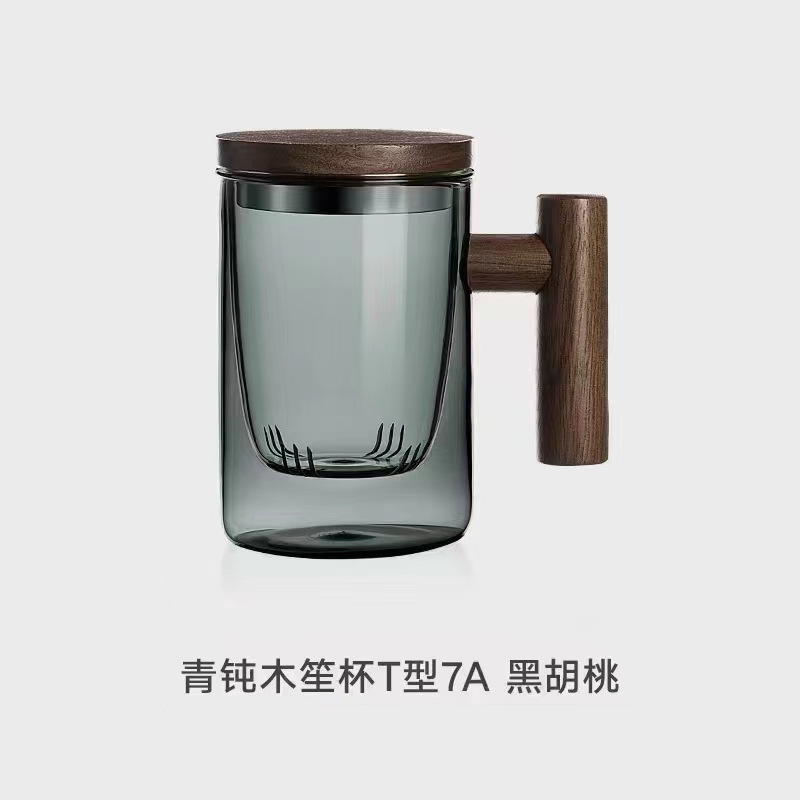 Taza de té de vidrio borosilicato taza de agua resistente al calor de la Oficina de los hombres taza de té de separación de té