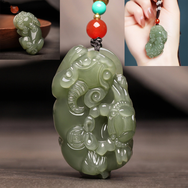 和田玉青白玉貔貅玉吊坠皮丘玉石珠宝青海料项链玉坠玉器会销礼品