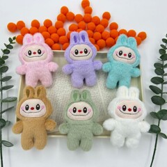 かわいいlabubu人気ぬいぐるみマット布ストラップdiyブローチ靴服髪飾りバッグ補助材料