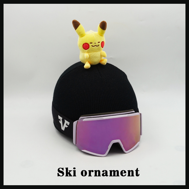 Creative Versatile Personality Bean Eye Pikachu Doll Ski Hat Set Headgear Accessories Wool Hat Handmade