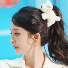杨幂同款西高地小狗发夹马尾发饰毛绒感可爱少女发夹爆款高颜值