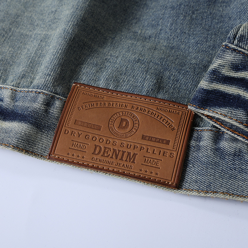 Men's Denim Jacket American Retro Embroidered Motorcycle Style_voghion.com
