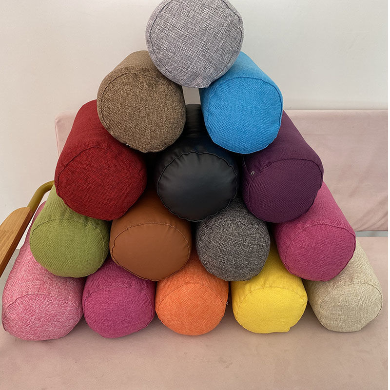 圆柱枕套亚麻抱枕抱枕瑜伽枕床枕沙发枕圆汽车长腰靠可拆颈速卖通