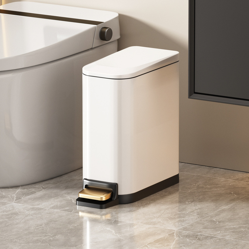 Foot-Operated Trash Can for Home Use, Stainless Steel, Pedal Type, for Living Room, Kitchen, Bathroom, with Lid, Double-Layer, Thickened, Cross-Border Wholesale