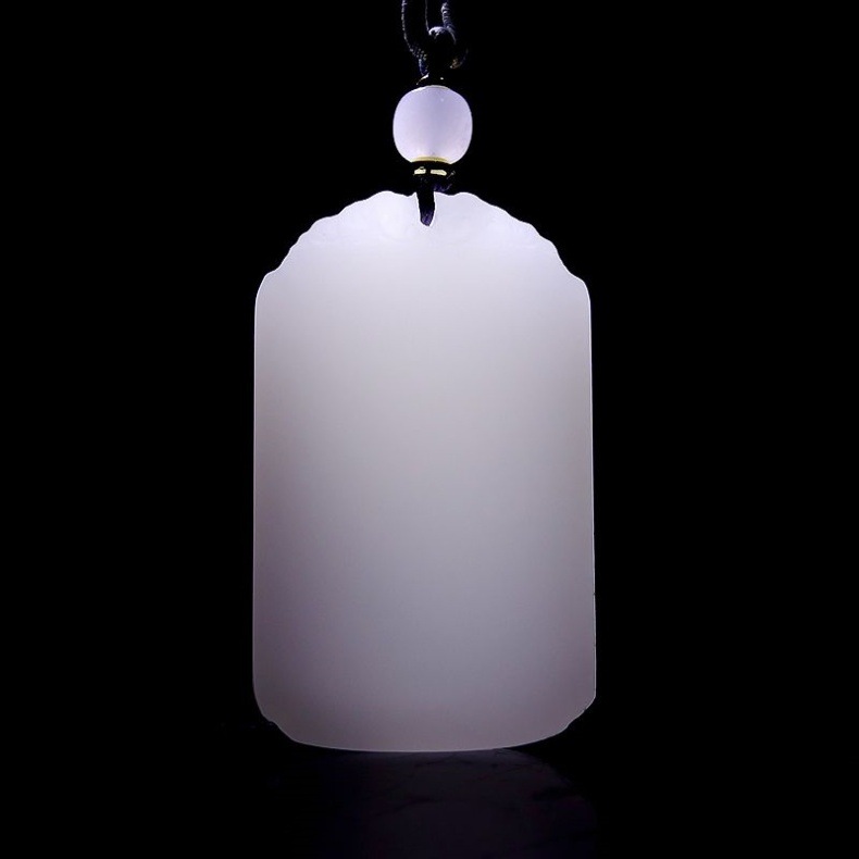 Mặt dây chuyền ngọc Hetian trắng mỡ dê hình bài vị bình an — Hetian Jade Ping An Wupai [Gửi giấy chứng nhận] chi tiết 8
